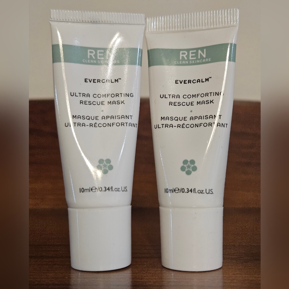 REN Evercalm Ultra Comforting Rescue Mask 0.34oz / 10ml -Travel Size, Lot of 2